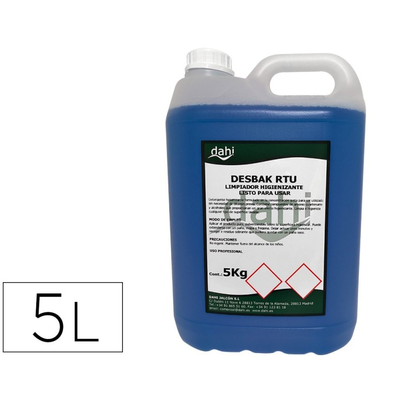 Limpiador bactericida dahi desbak azul garrafa 5 litros Limpiador bactericida dahi desbak azul garrafa 5 litros