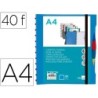 Carpeta liderpapel a4 con 40 fundas intercambiables 5 sep sobre y gomilla portada y lomo personalizable azul