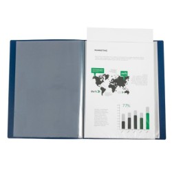 Carpeta liderpapel 60 fundas canguro pp din a4 azul translucido portada y lomo personalizable