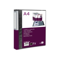 Carpeta liderpapel 60 fundas canguro pp din a4 negro opaco portada y lomo personalizable