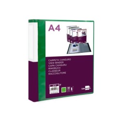 Carpeta liderpapel 30 fundas canguro pp din a4 verde translucido portada y lomo personalizable