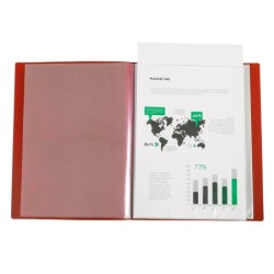 Carpeta liderpapel 30 fundas canguro pp din a4 rojo translucido portada y lomo personalizable