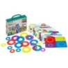 Juego miniland set de 16 aros translucidos y 12 tarjetas de actividades de diferentes tematicas 235x195x80 mm