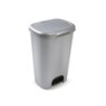 Papelera contenedor plasticforte plastico con tapadera y pedal 50 litros color plata 410x360x635 mm