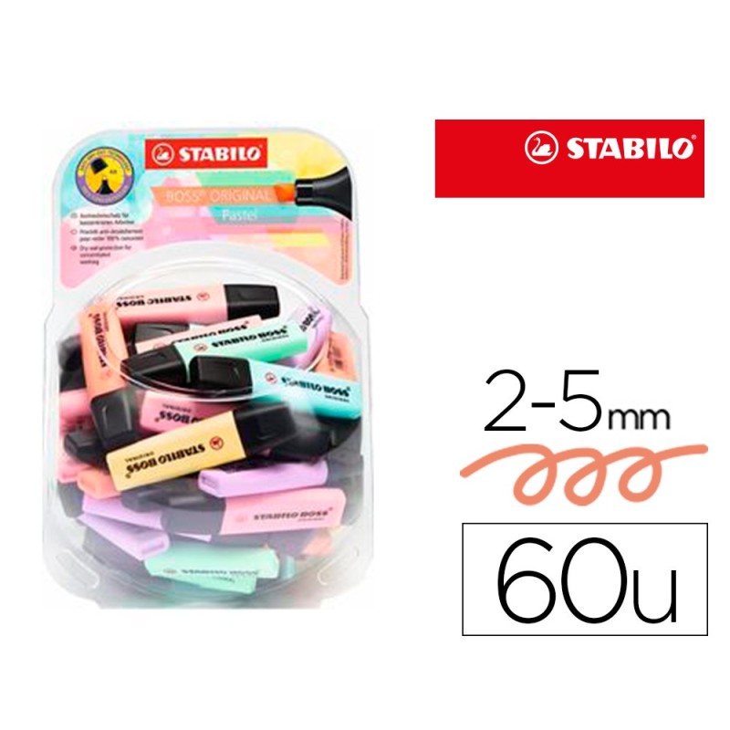 Rotulador stabilo boss fluorescente 70 pastel expositor bombonera de 60 unidades colores surtidos Rotulador stabilo boss fluorescente 70 pastel expositor bombonera de 60 unidades colores surtidos