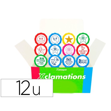 Sello x'stamper emoticono uso escolar expositor de 12 unidades surtidas