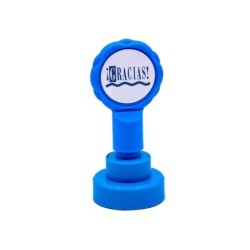 Sello artline emoticono gracias color azul 22 mm diametro