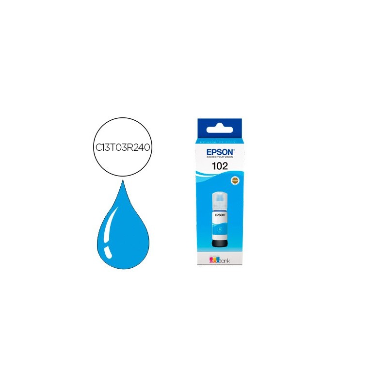 Tinta epson ecotank 102 et-2700 / 2750 / 3700 / 3750 / 4750 bote de 70 ml cian 6.000 pag