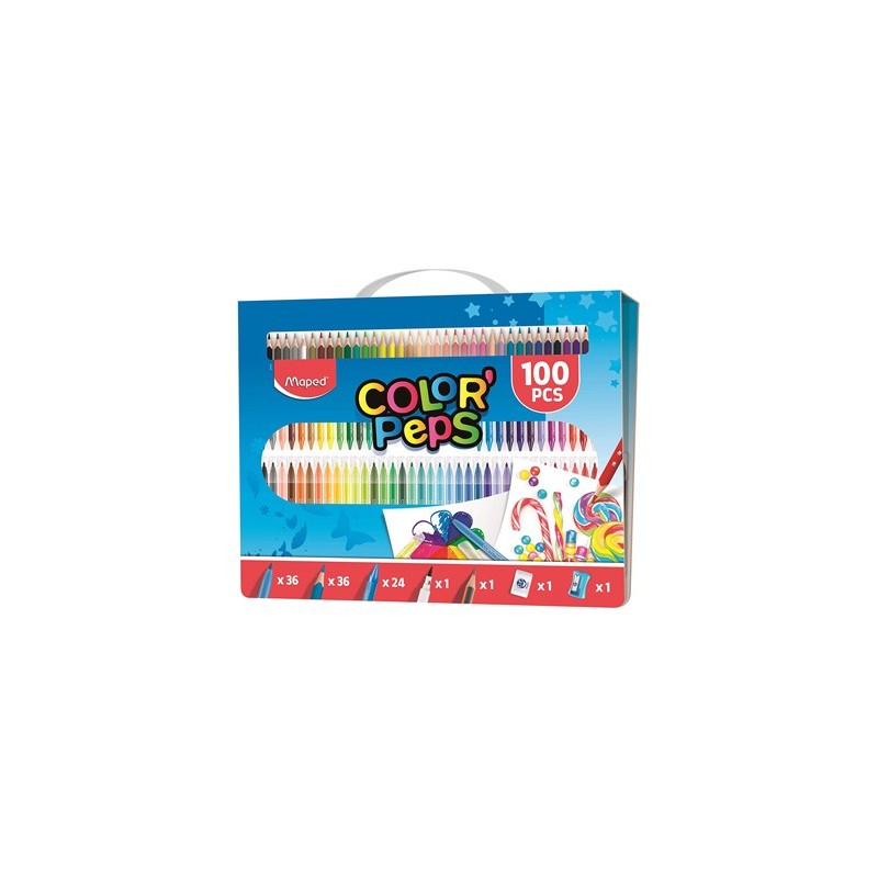 Estuche pintura maped color peps kit 100 piezas surtidas