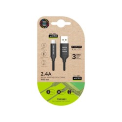 Cable usb 2.4 tech one tech braided nylon tipo usb android micro usb longitud 1 mt color negro