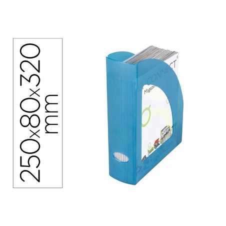 Revistero plastico q-connect azul translucido