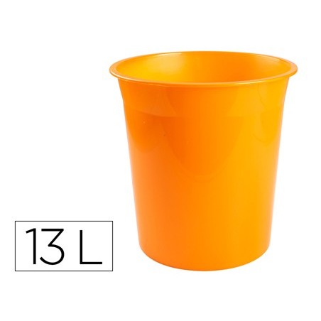 Papelera plastico q-connect naranja translucido 13 litros 275x285 mm