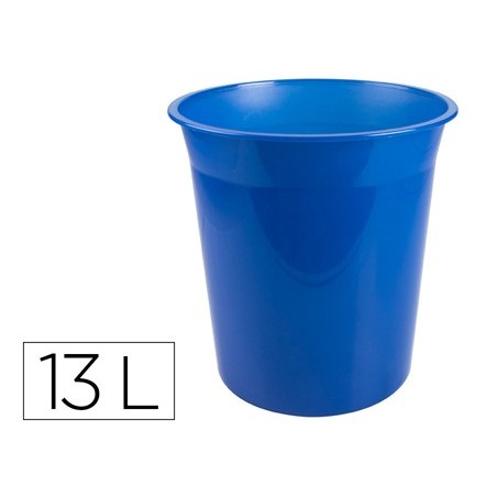 Papelera plastico q-connect azul translucido 13 litros 275x285 mm