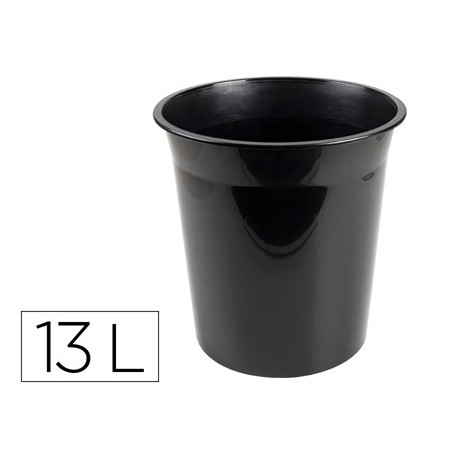 Papelera plastico q-connect negro opaco 13 litros 275x285 mm