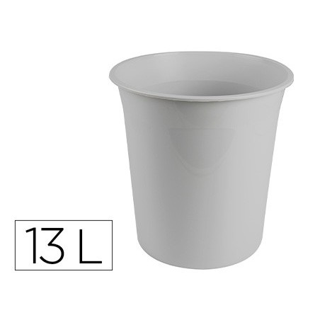 Papelera plastico q-connect gris opaco 13 litros 275x285 mm