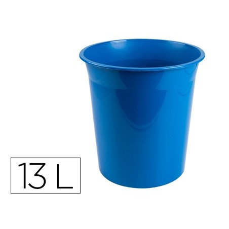 Papelera plastico q-connect azul opaco 13 litros 275x285 mm
