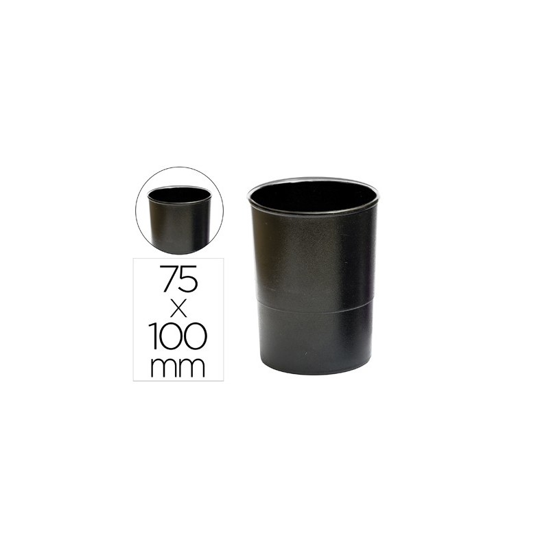 Cubilete portalapices q-connect negro opaco plastico 100% reciclado redondo diametro 75 mm alto 100 mm