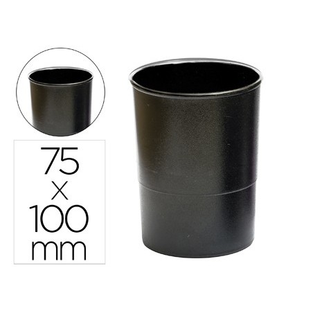 Cubilete portalapices q-connect negro opaco plastico 100% reciclado redondo diametro 75 mm alto 100 mm