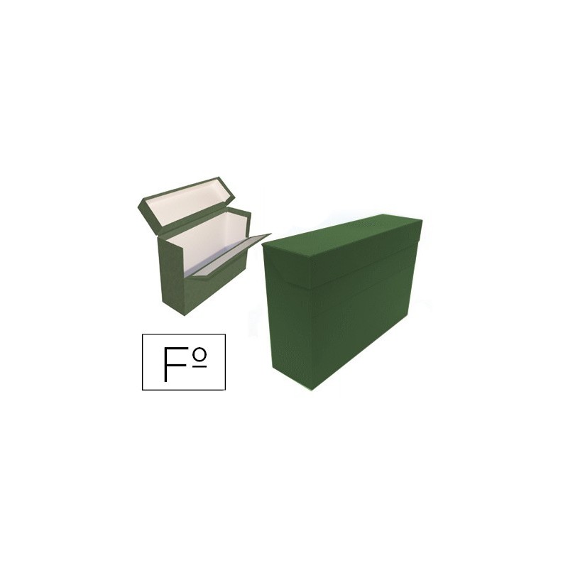 Caja transferencia mariola folio doble carton forrado geltex lomo 20 cm color verde