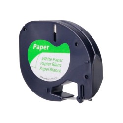 Cinta q-connect papel 12mm x 4mt negro-blanco para letratag
