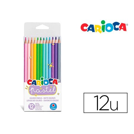 Lapices de colores carioca pastel blister de 12 colores surtidos
