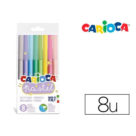 Rotulador carioca pastel blister de 8 colores surtidos