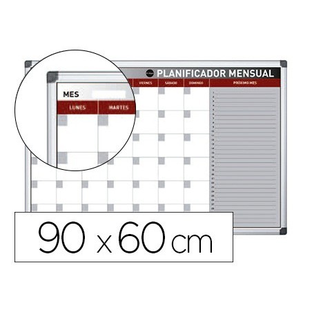 Planning magnetico bi-office mensual lacado marco aluminio rotulable 90x60 cm