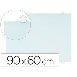 Pizarra blanca q-connect cristal magnetica marco aluminio 90x60 cm