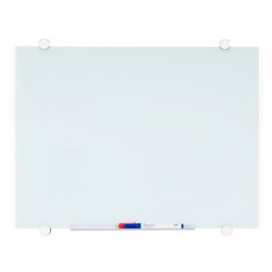 Pizarra blanca q-connect cristal magnetica marco aluminio 90x60 cm