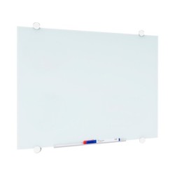 Pizarra blanca q-connect cristal magnetica marco aluminio 90x60 cm
