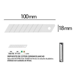 Repuesto cuter q-connect ancho para modelos kf17106/kf14387 cuchilla ceramica 18 mm blister 5 unidades