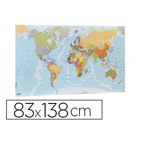 Mapa mural faibo planisferio plastificado enrollado 83x138 cm