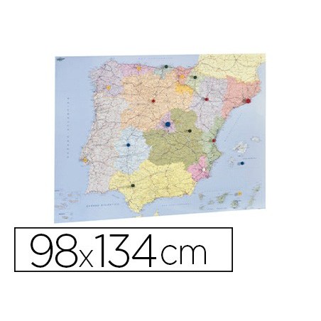 Mapa mural faibo españa y portugal autonomico plastificado enrollado 98x134 cm