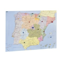 Mapa mural faibo españa y portugal autonomico plastificado enrollado 98x134 cm