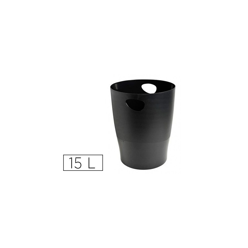Papelera plastico exacompta ecoblack negro 15 litros