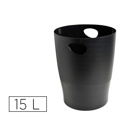 Papelera plastico exacompta ecoblack negro 15 litros