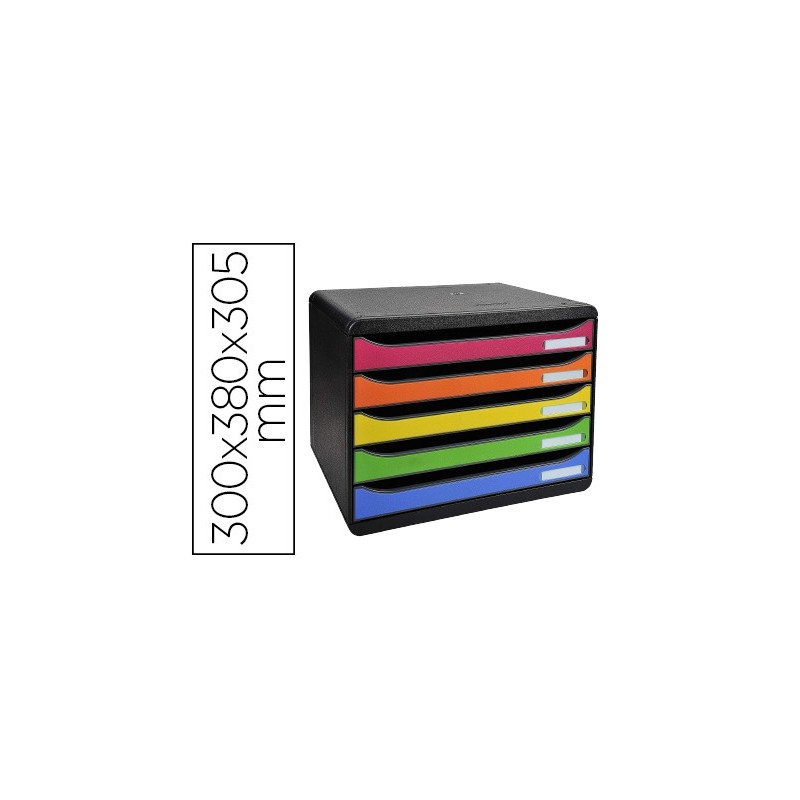 Fichero cajones sobremesa exacompta big-box plus iderama arlequin 5 cajones apaisado multicolores