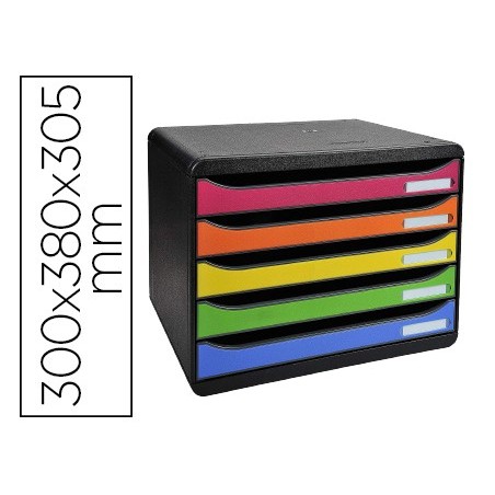 Fichero cajones sobremesa exacompta big-box plus iderama arlequin 5 cajones apaisado multicolores