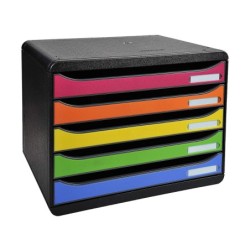 Fichero cajones sobremesa exacompta big-box plus iderama arlequin 5 cajones apaisado multicolores