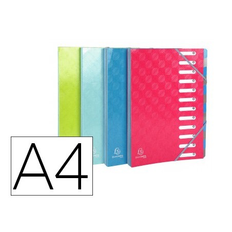 Carpeta exacompta harmonika clasificadora fuelle 12 departamentos con gomas carton compacto colores