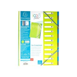 Carpeta exacompta harmonika clasificadora fuelle 12 departamentos con gomas carton compacto colores