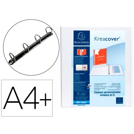 Carpeta exacompta canguro 4 anillas 40 mm din a4 carton forrado polipropileno personalizable 3 bolsillos