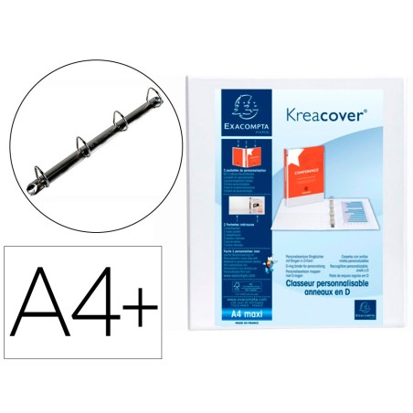 Carpeta exacompta canguro 4 anillas 30 mm din a4 carton forrado polipropileno personalizable 3 bolsillos