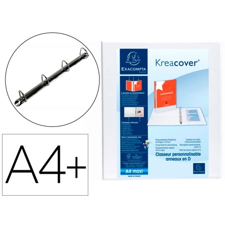 Carpeta exacompta canguro 4 anillas 16 mm din a4 carton forrado polipropileno personalizable 3 bolsillos