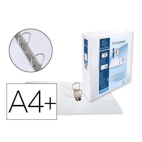 Carpeta exacompta canguro 2 anillas 50 mm din a4 carton forrado polipropileno personalizable 3 bolsillos