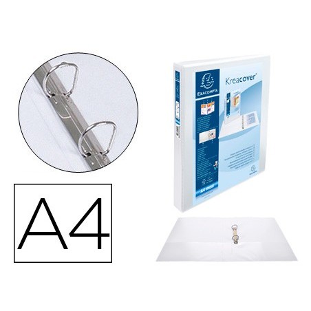 Carpeta exacompta canguro 2 anillas 30 mm din a4 carton forrado polipropileno personalizable 3 bolsillos