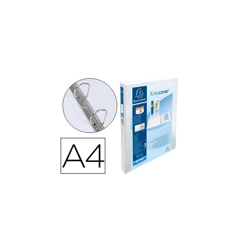 Carpeta exacompta canguro 2 anillas 16 mm din a4 carton forrado polipropileno personalizable 3 bolsillos