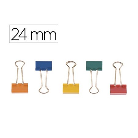 Pinza metalica q-connect reversible n.2 24 mm caja de 10 unidades colores surtidos
