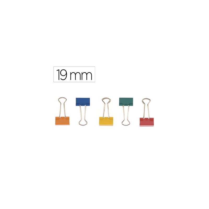 Pinza metalica q-connect reversible n.1 19 mm caja de 10 unidades colores surtidos