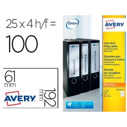 Etiqueta adhesiva avery permanente blanca 61x192 mm para lomo archivador laser caja de 100 unidades